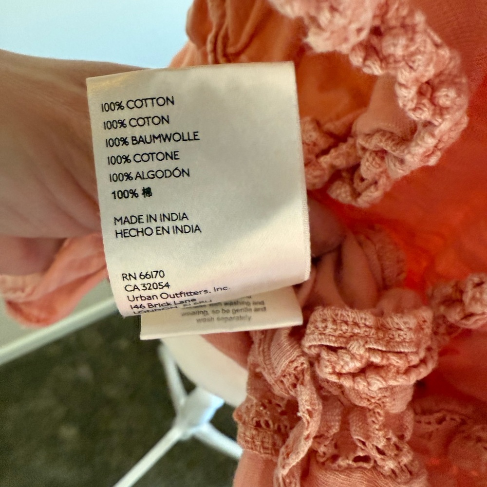 Free People Peach Ruffle Lace Short Sleeve Blouse - Picture 6 of 6